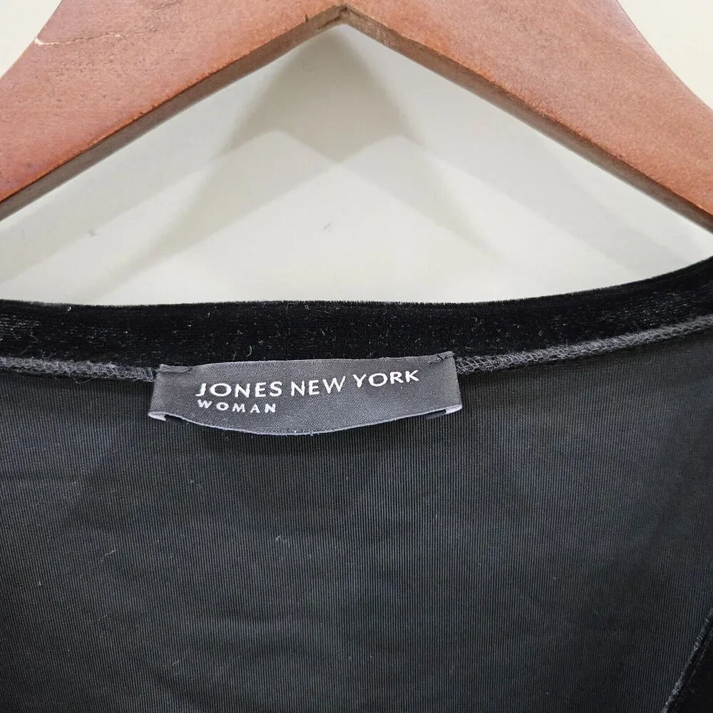 Jones New York Womens Whimsygoth Velvet Top Plus Size Black Office Witchy Grunge - Picture 4 of 10